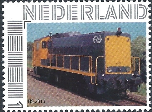 personalised stamp of The Netherlands with trains, trams, stations etc